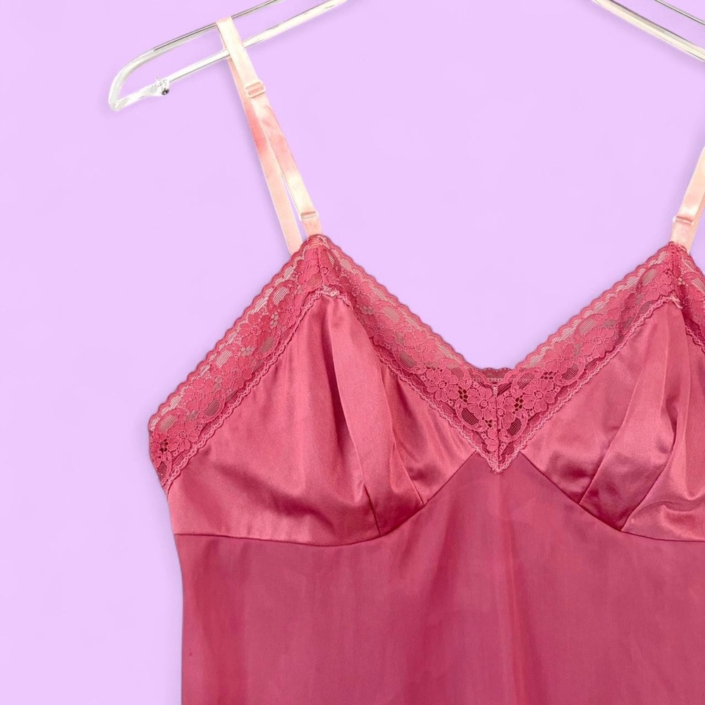 70s Vanity Fair Deep Pink Lace Slipdress